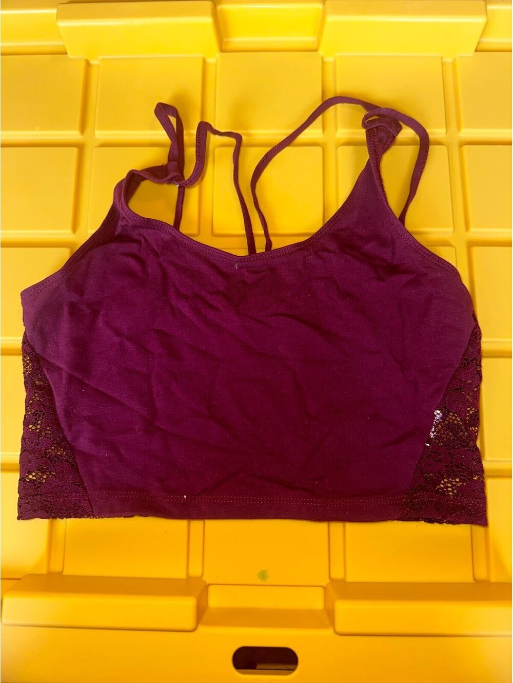 American Eagle top, crop top, laced burgundy top size small